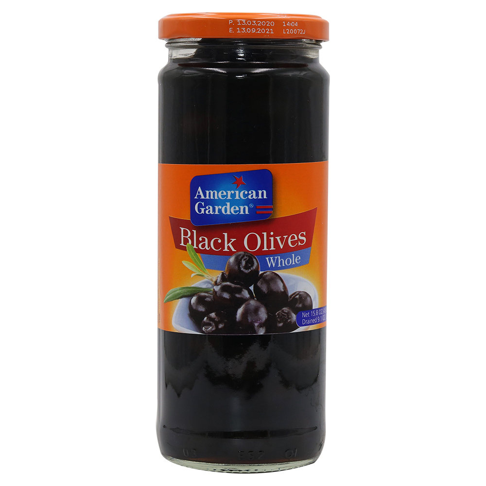 American Garden Black Olives Whole 450g