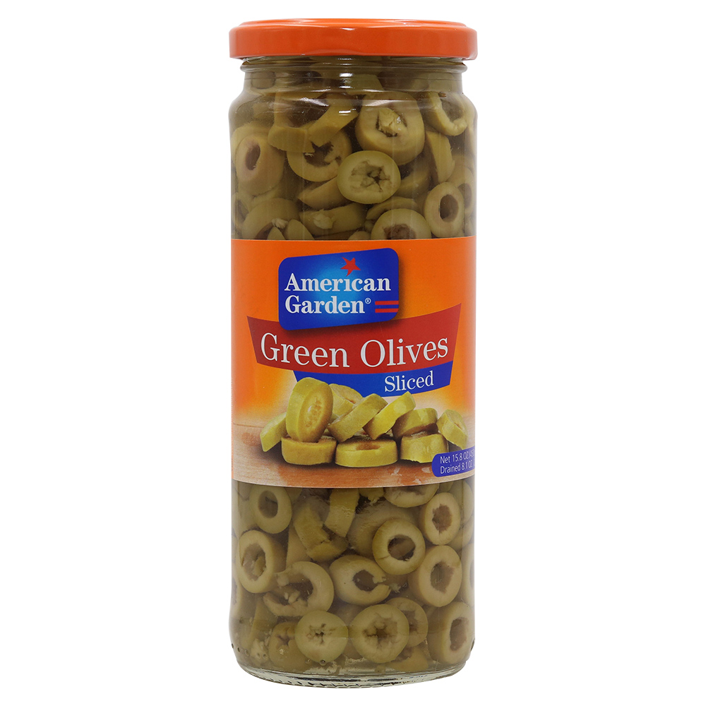 American Garden Green Olives Sliced 450g