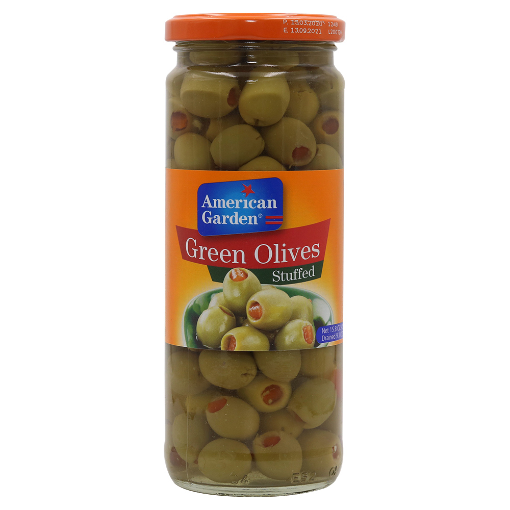 American Garden Green Olives Stuffed 450g