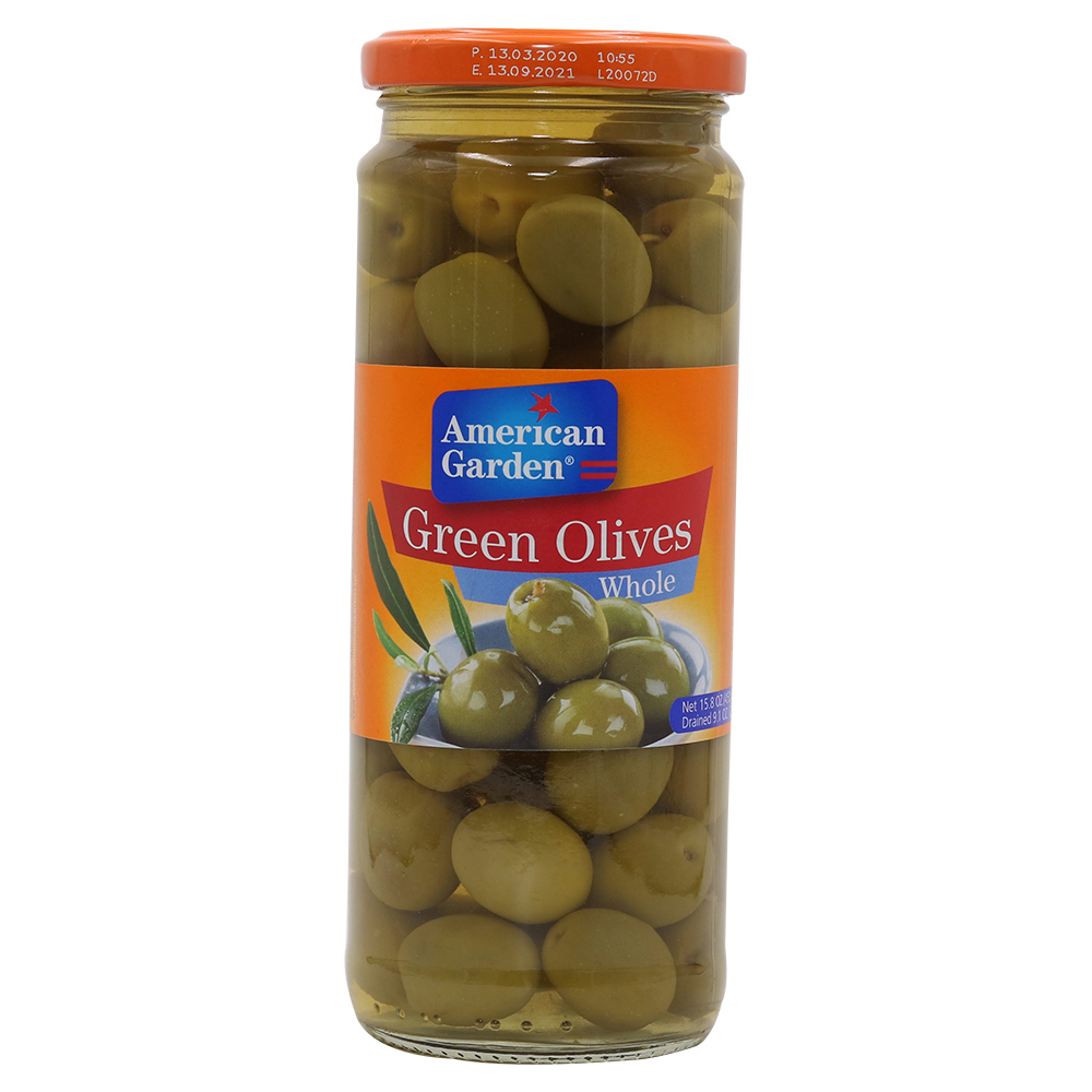 American Garden Green Olives Whole 450g