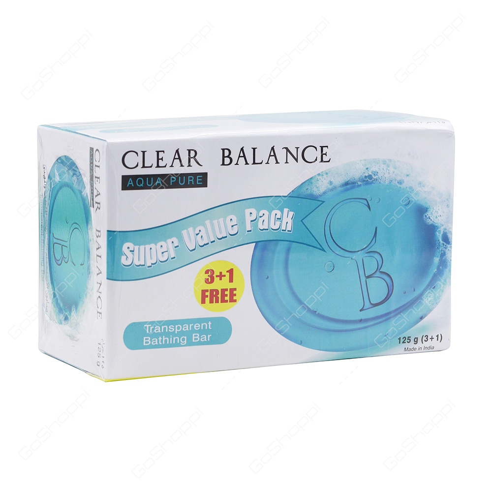 Clear Balance Aqua Pure Transparent Bathing Bar Super Value Pack 4X125 g