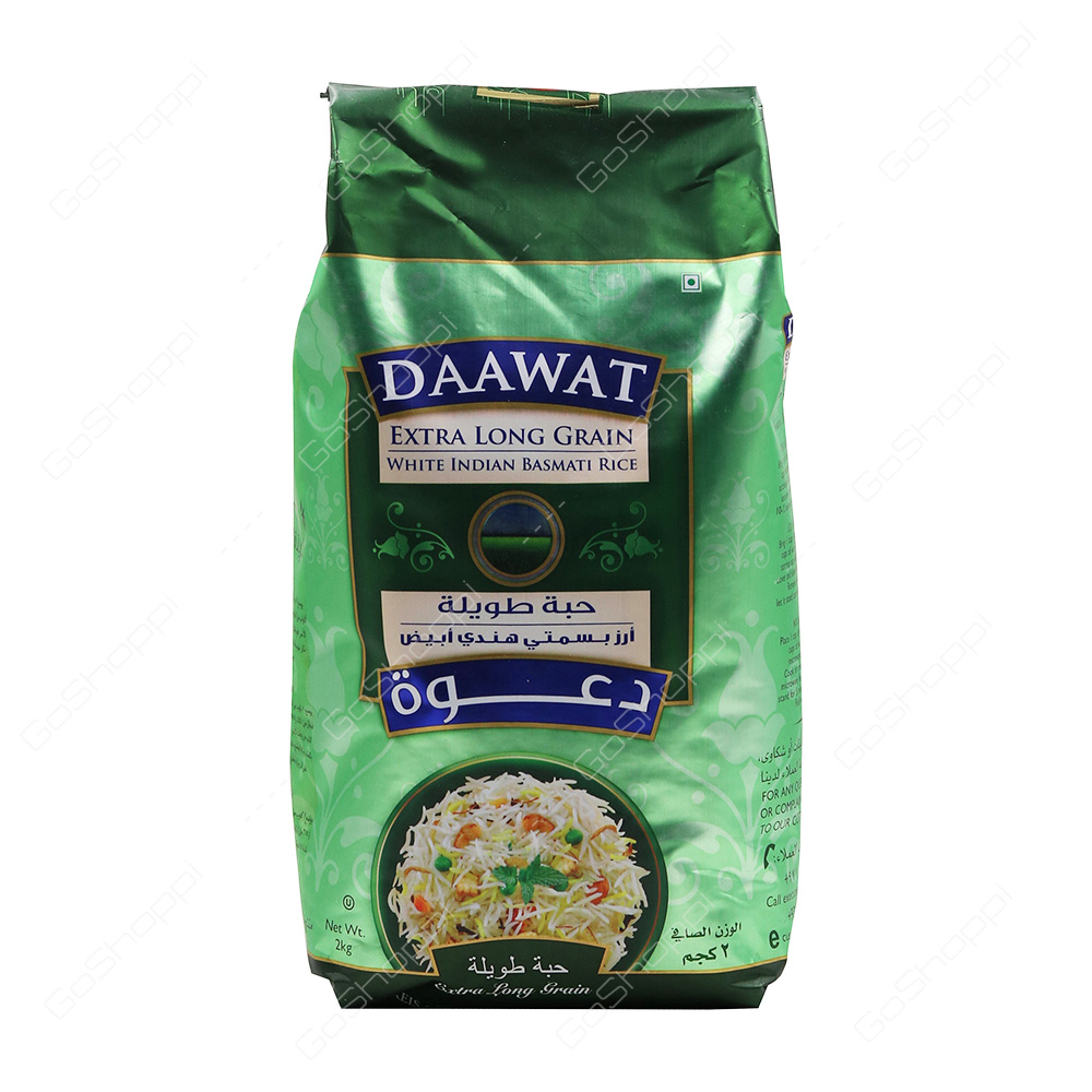 Daawat Extra Long Grain White Indian Basmati Rice 2 kg