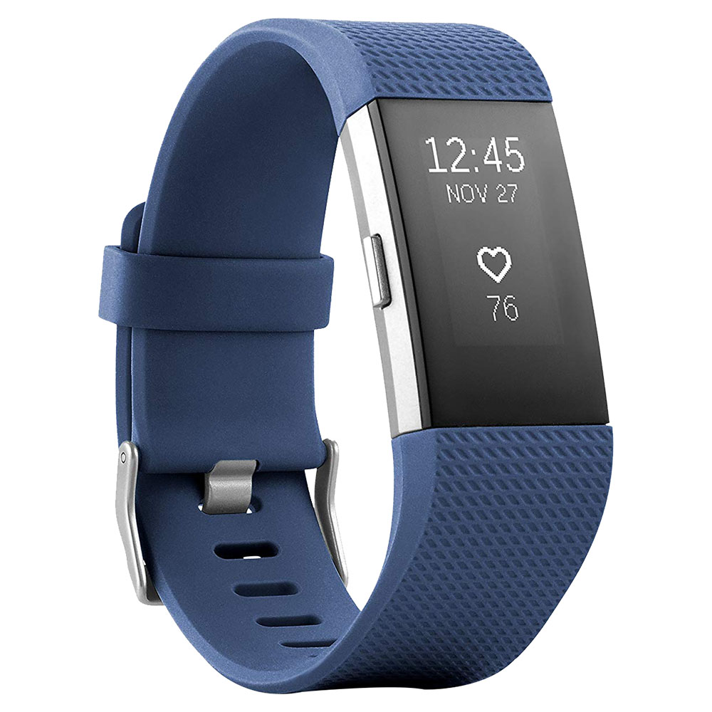 Fitbit Charge 2 Pure Pulse Heart Rate Fitness Band Large - Blue Silver ...