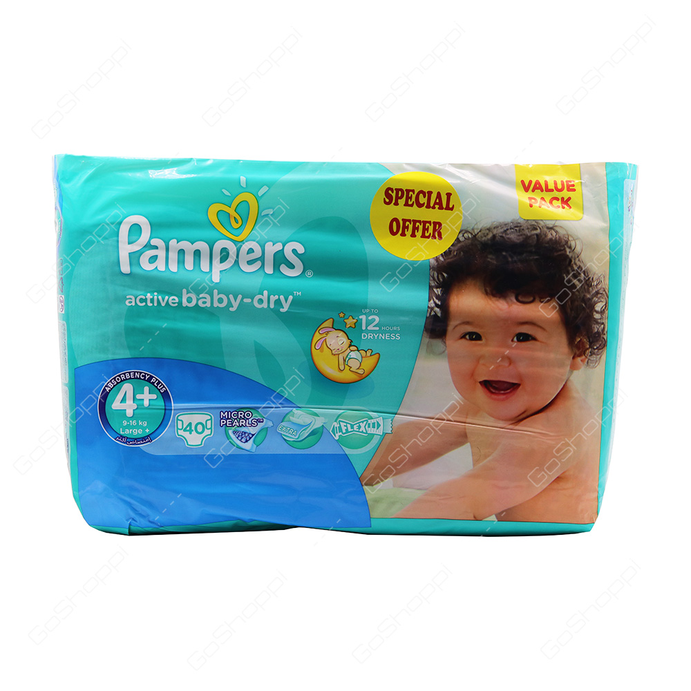 Pampers Active Baby Dry Diapers Size 4plus Value Pack 40 Diapers