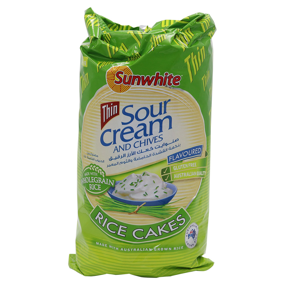 Sunwhite Thin Sour Cream & Chives Rice Cakes 195g