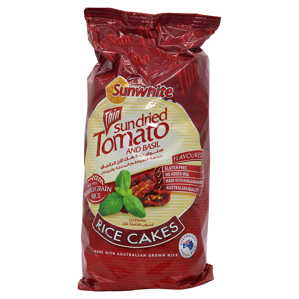 Sunwhite Thin Sundried Tomato & Basil Rice Cakes 195g