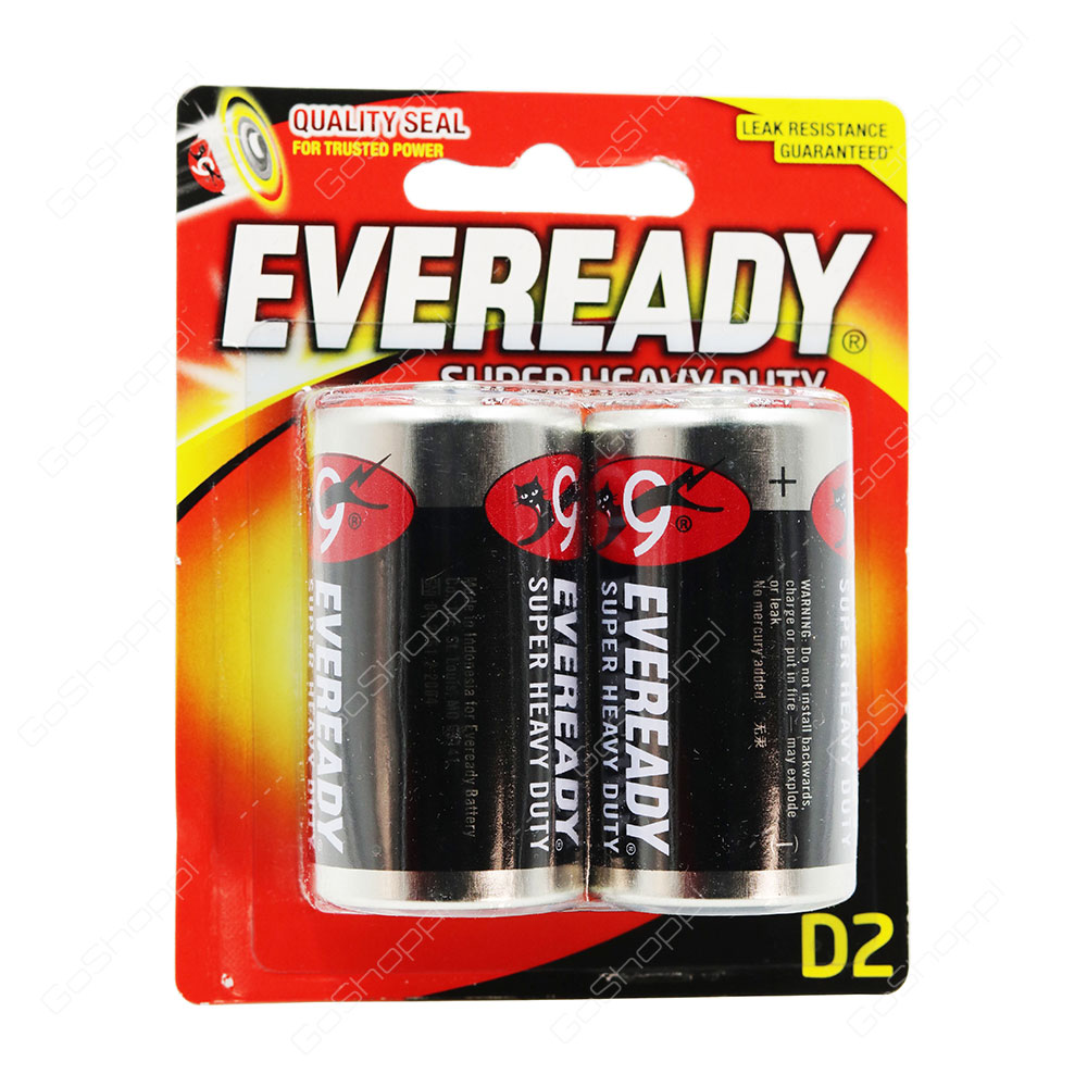 Eveready Super Heavy Duty D Batteries 2 Pack