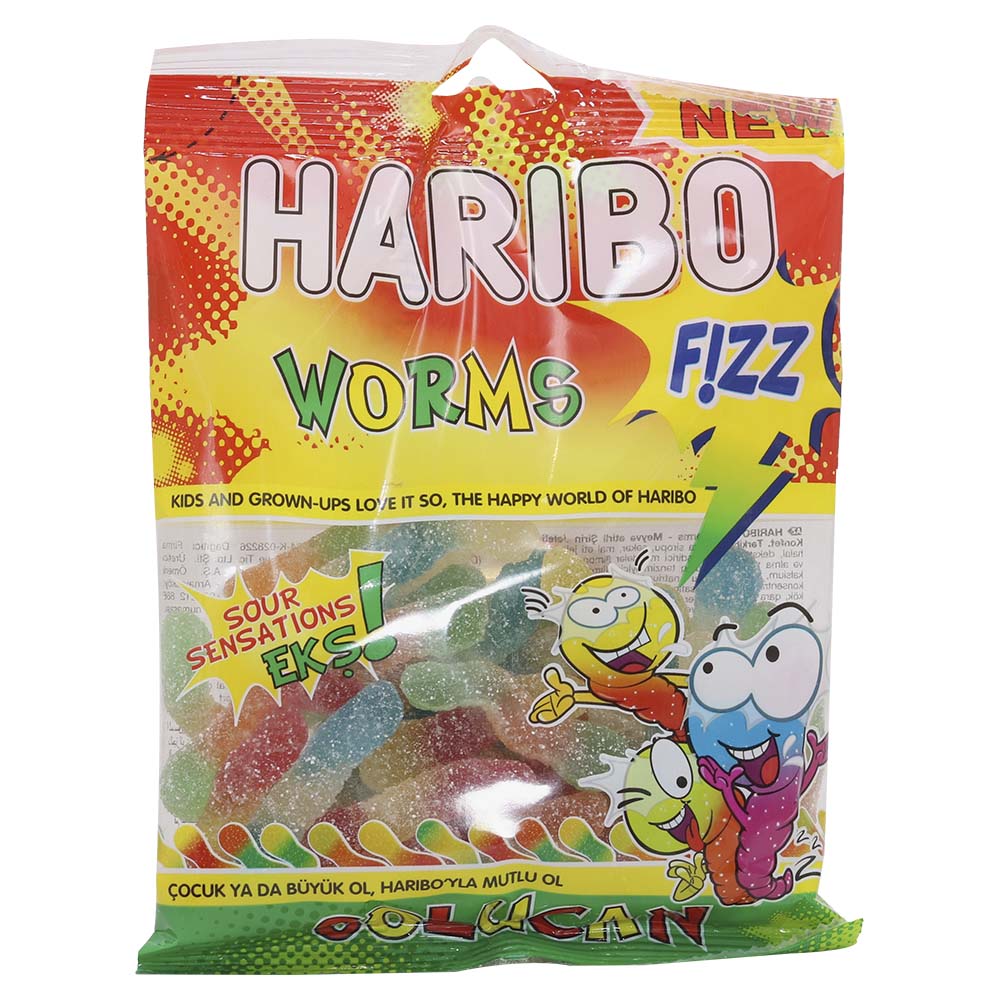 Haribo Fizz Worm Jelly Candies 160g - Buy Online