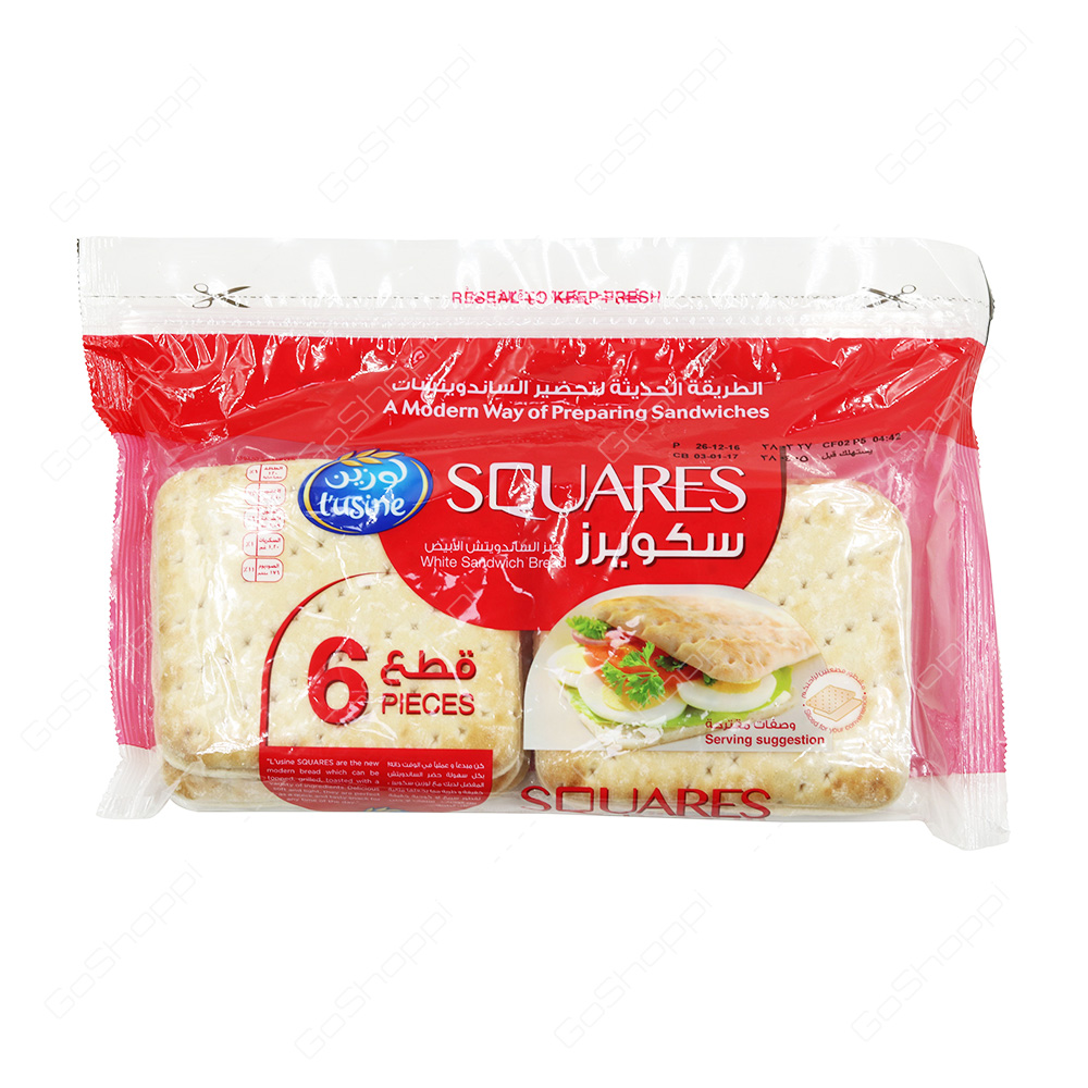 Lusine Squares White Sandwich Bread 6 pcs