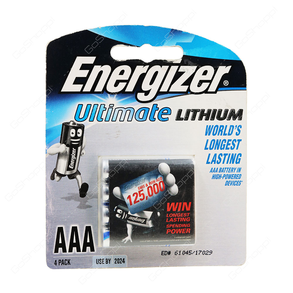 Energizer Ultimate Lithium AAA Batteries 4 Pack